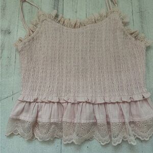 MARBLE Pink Lace Detail Top